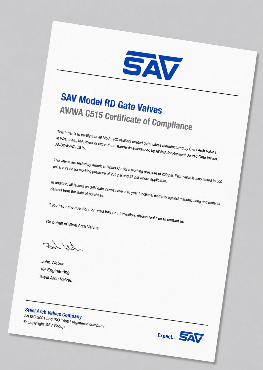 Model RD Gate Valves to AWWA C515
